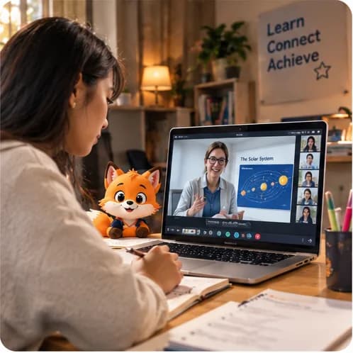 Siswa belajar lewat laptop
